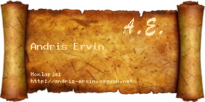 Andris Ervin névjegykártya