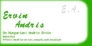 ervin andris business card